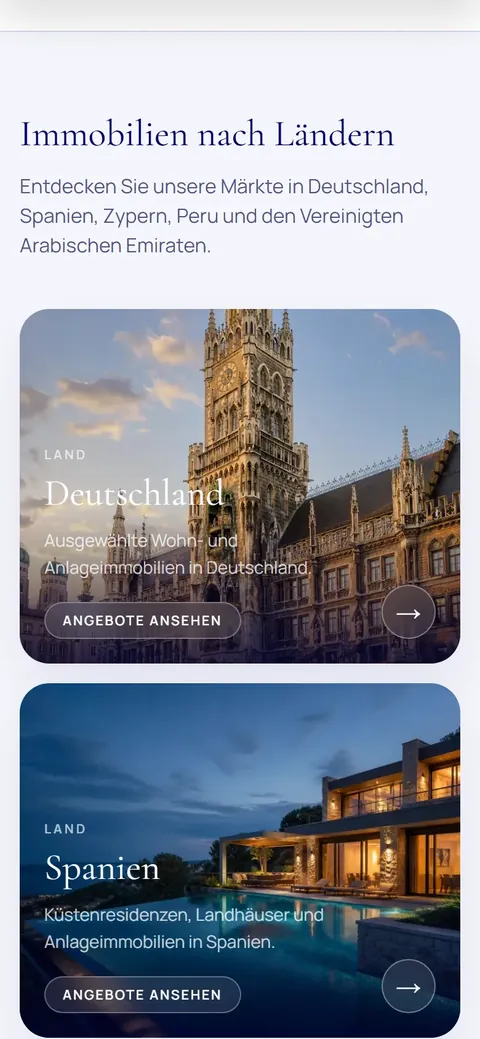 The countries section on a phone (German version), with Germany and Spain